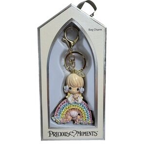 Precious Moments Angel Girl Praying Rainbow Bag Charm Keychain NWT Boxed
